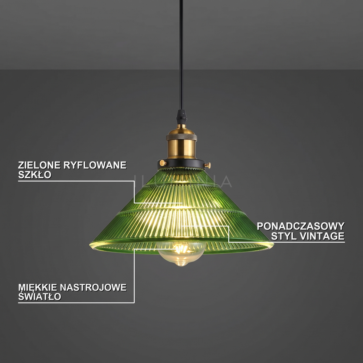 Lampa wisząca szklana zielona | Ravora
