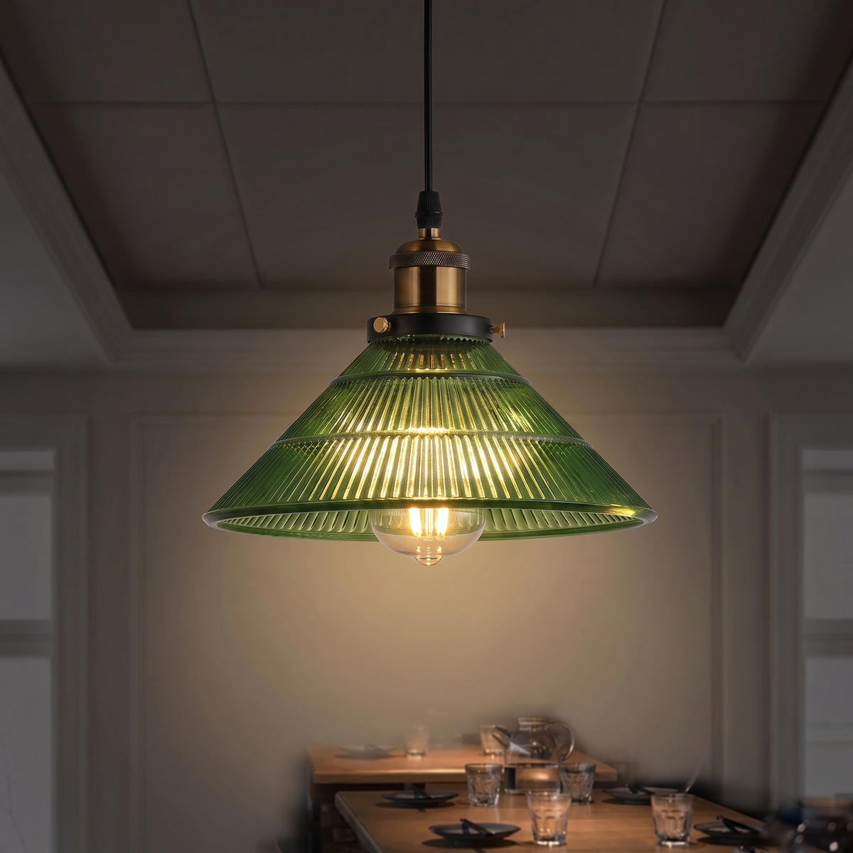 Lampa wisząca szklana zielona | Ravora