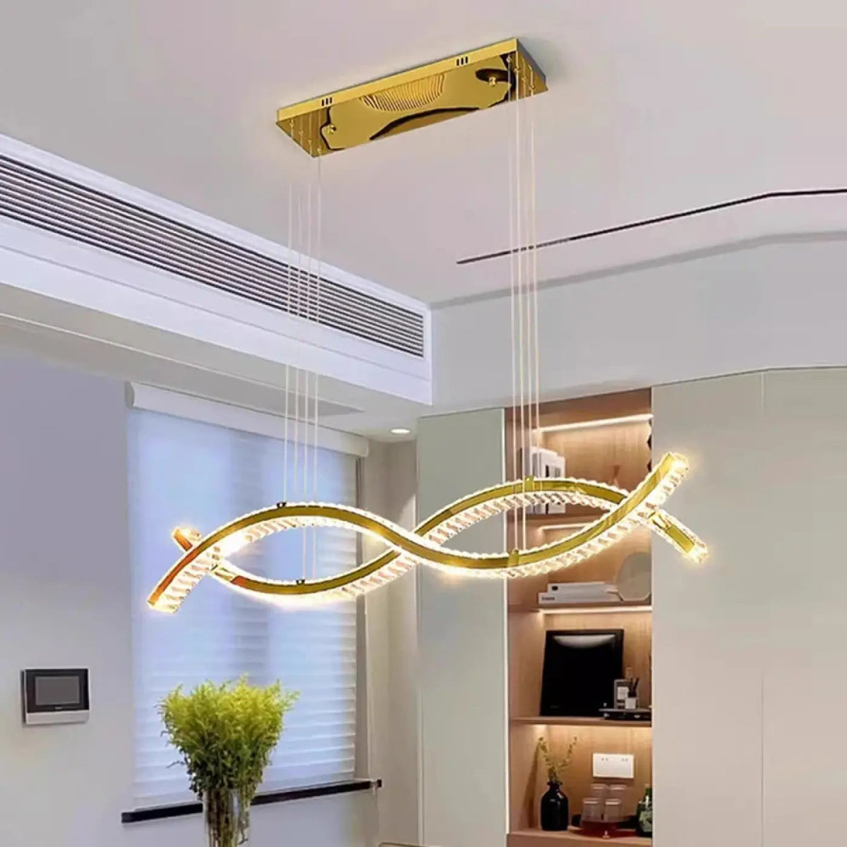 Lampa wisząca szklana złota LED | Sottetta