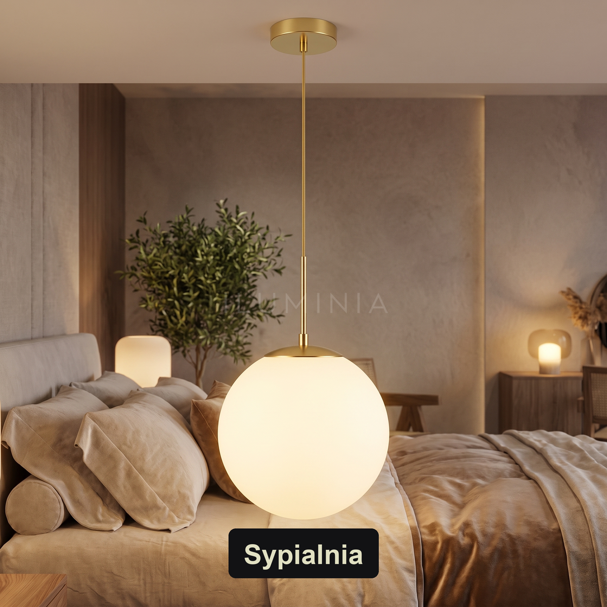 Lampa wisząca szklana złota | Sorezza – sypialnia