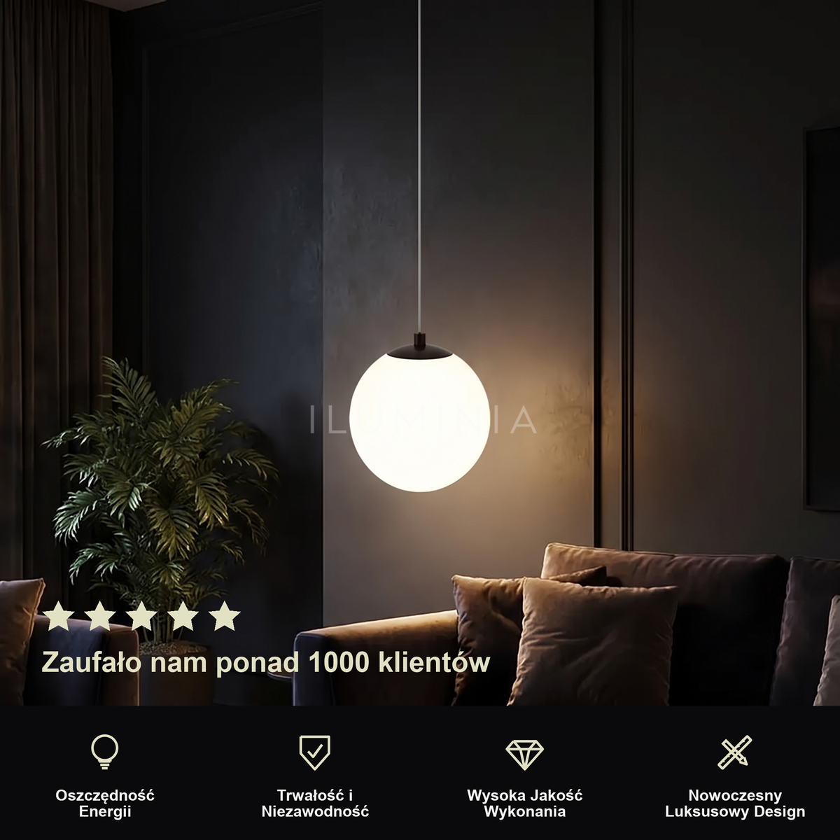 Lampa wisząca szklana złota | Sorezza – prezentacja