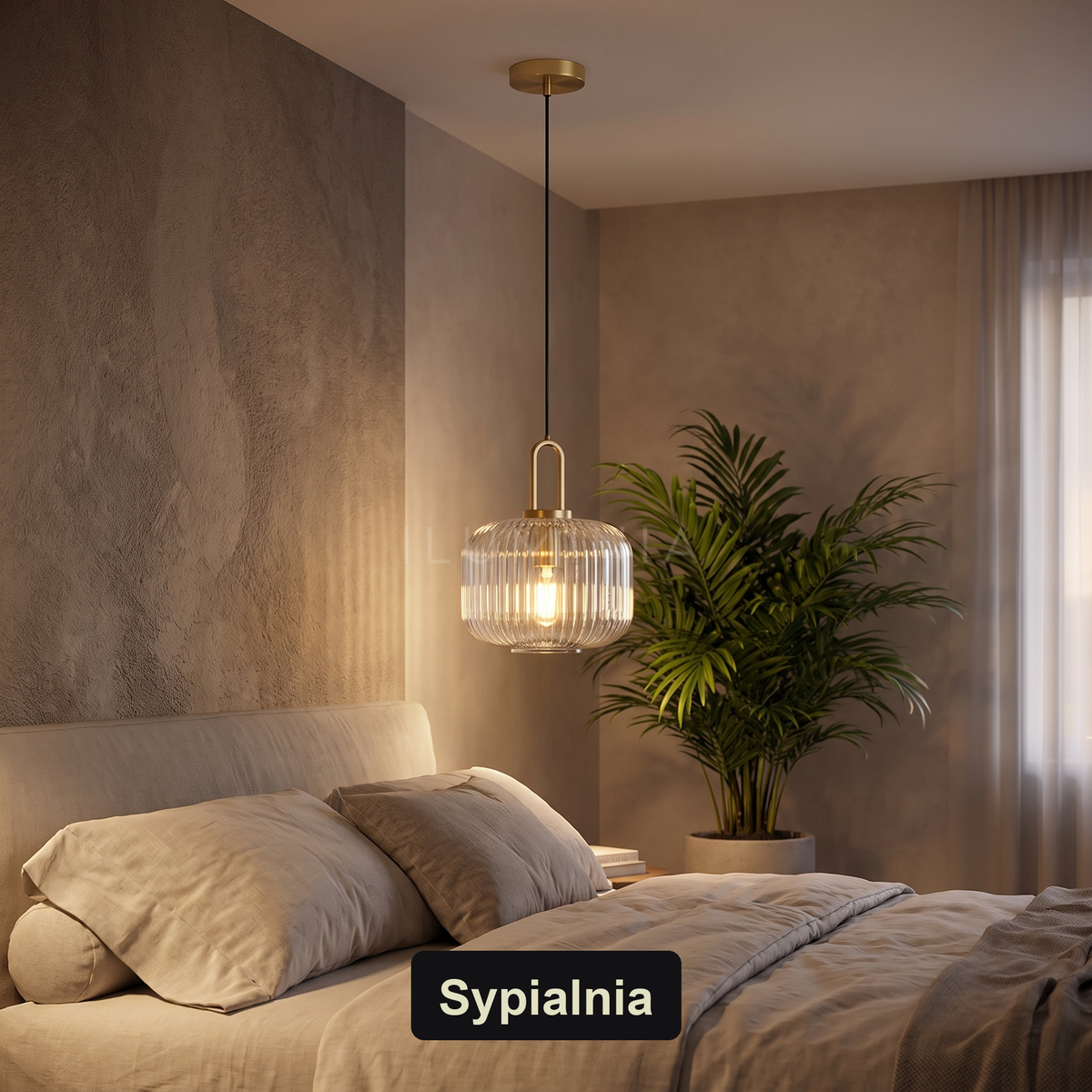 Lampa wisząca szklany klosz | Cortina – sypialnia