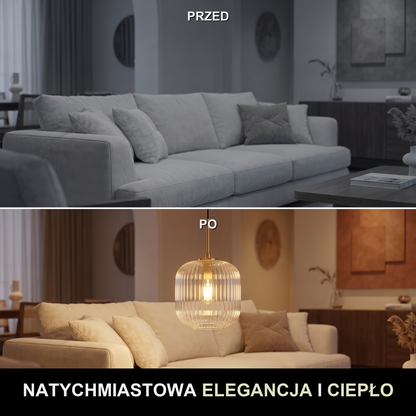 Lampa wisząca szklany klosz | Cortina – przed i po