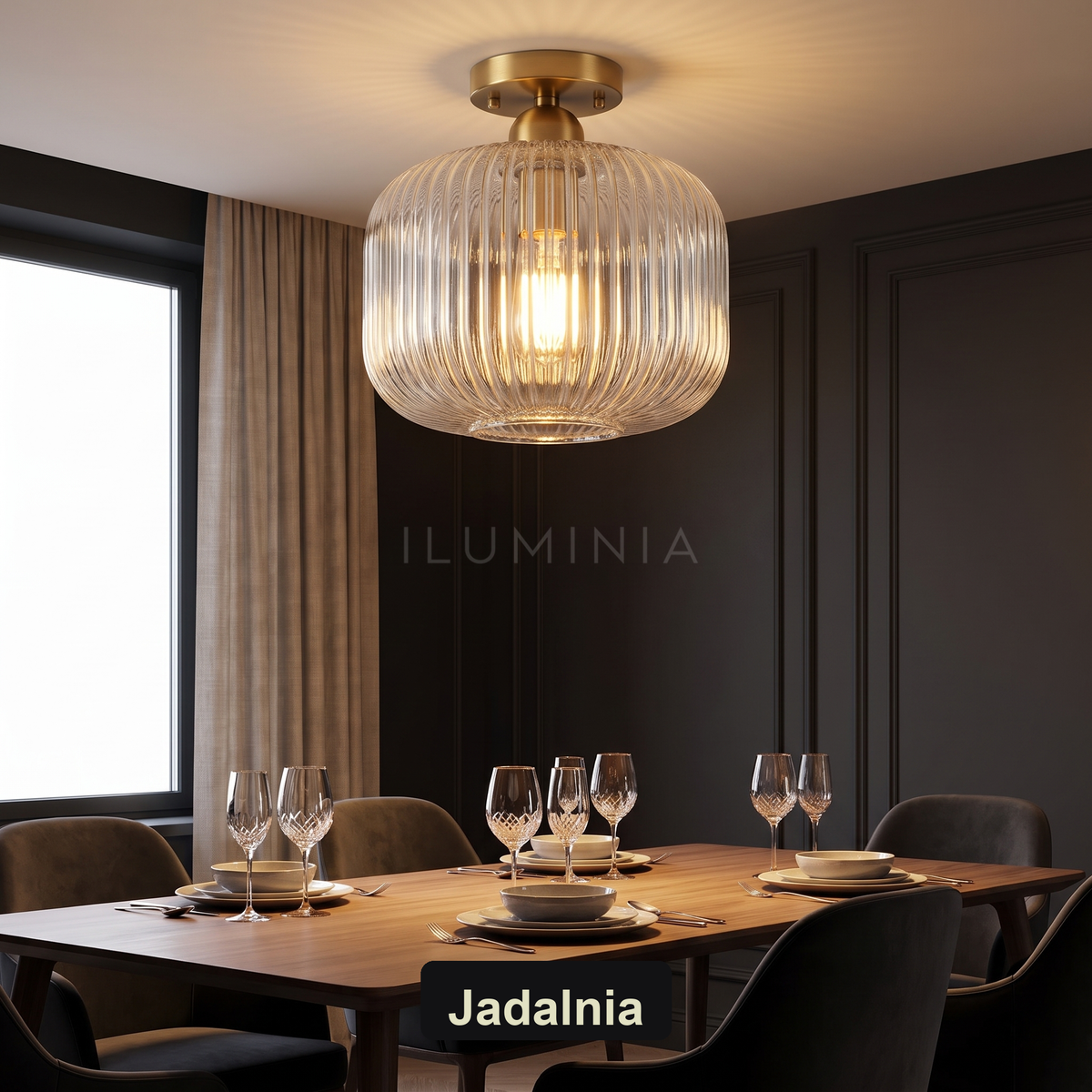 Lampa wisząca szklany klosz | Cortina – jadalnia