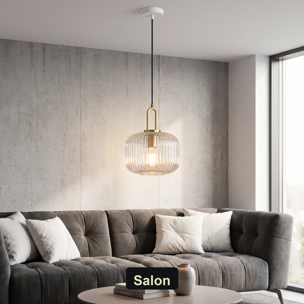Lampa wisząca szklany klosz | Cortina – salon