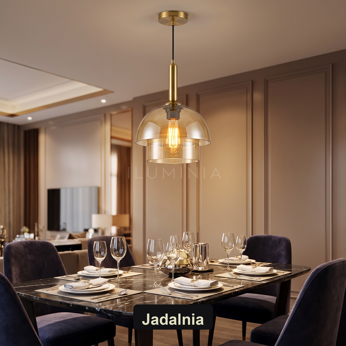 Lampa wisząca szkło dymione | Ottavina
