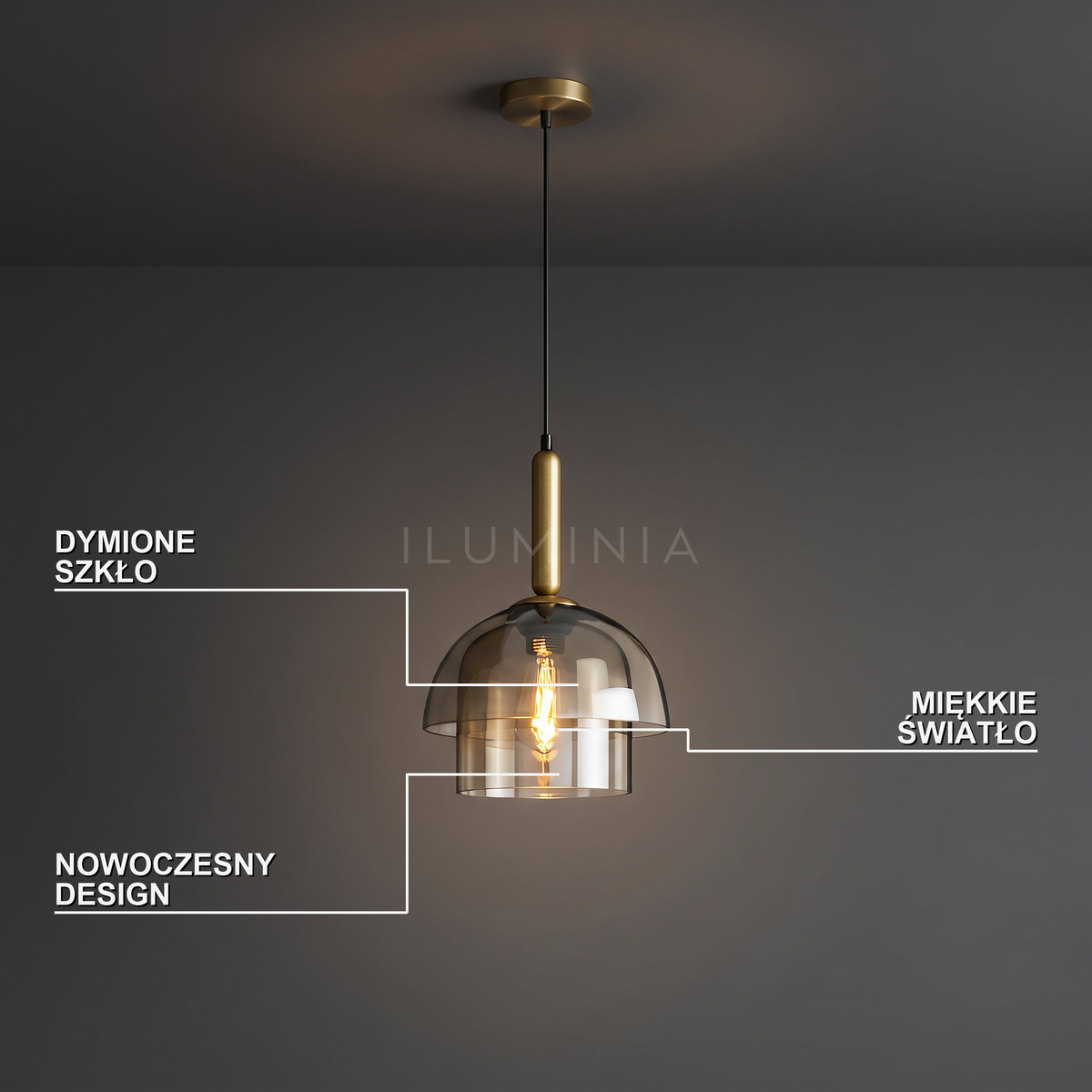 Lampa wisząca szkło dymione | Ottavina