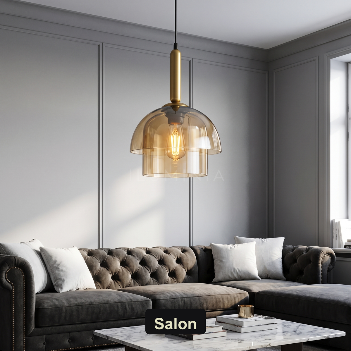 Lampa wisząca szkło dymione | Ottavina