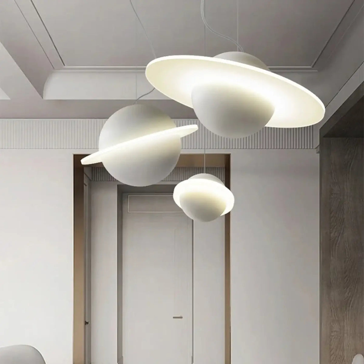 Lampa wisząca białe organiczne dyski | Nottana