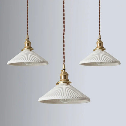 Lampa wisząca vintage mosiężna ceramiczna | Nesina
