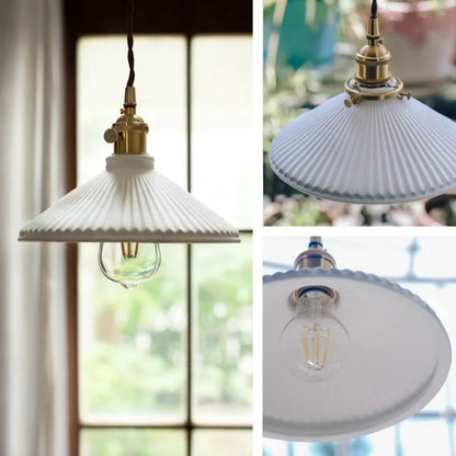 Lampa wisząca vintage mosiężna ceramiczna | Nesina
