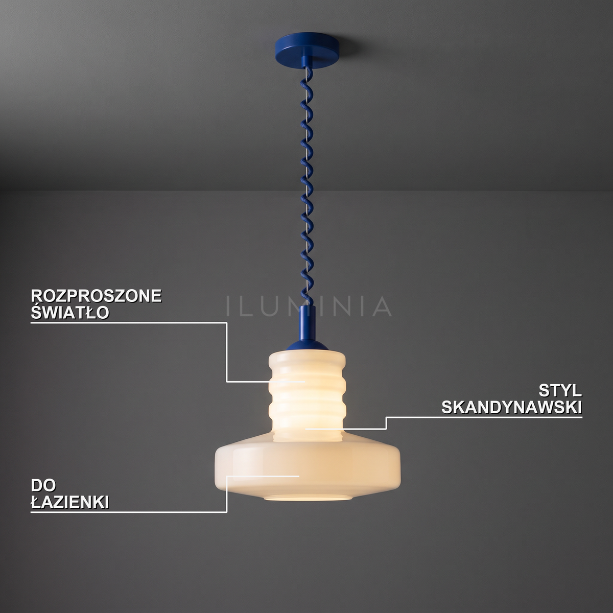 Lampa wisząca szklana ryflowana kolorowa | Elmara