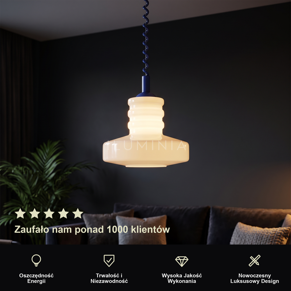 Lampa wisząca szklana ryflowana kolorowa | Elmara