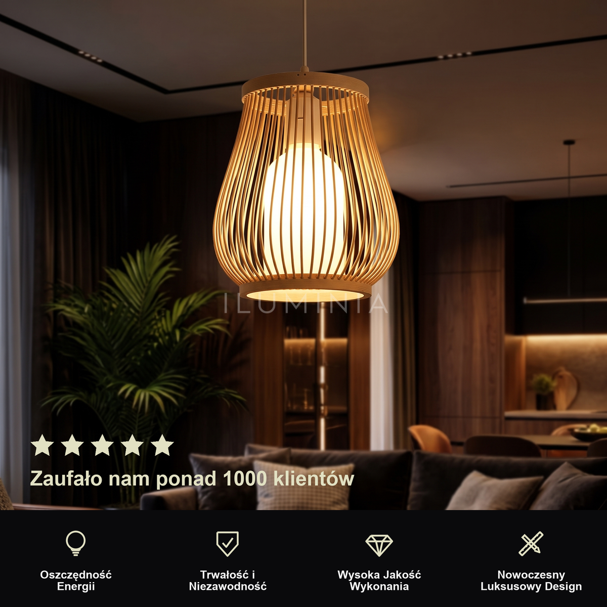 Lampa wisząca z bambusa | Nardena