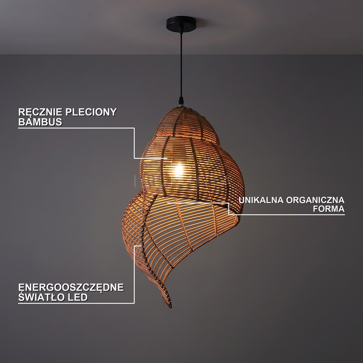 Lampa wisząca z drewna | Camana
