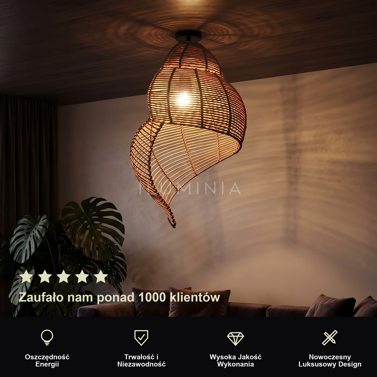 Lampa wisząca z drewna | Camana