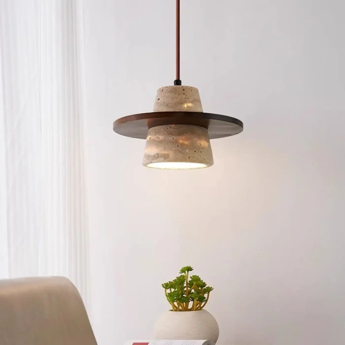 Lampa wisząca z drewnem | Rivezza