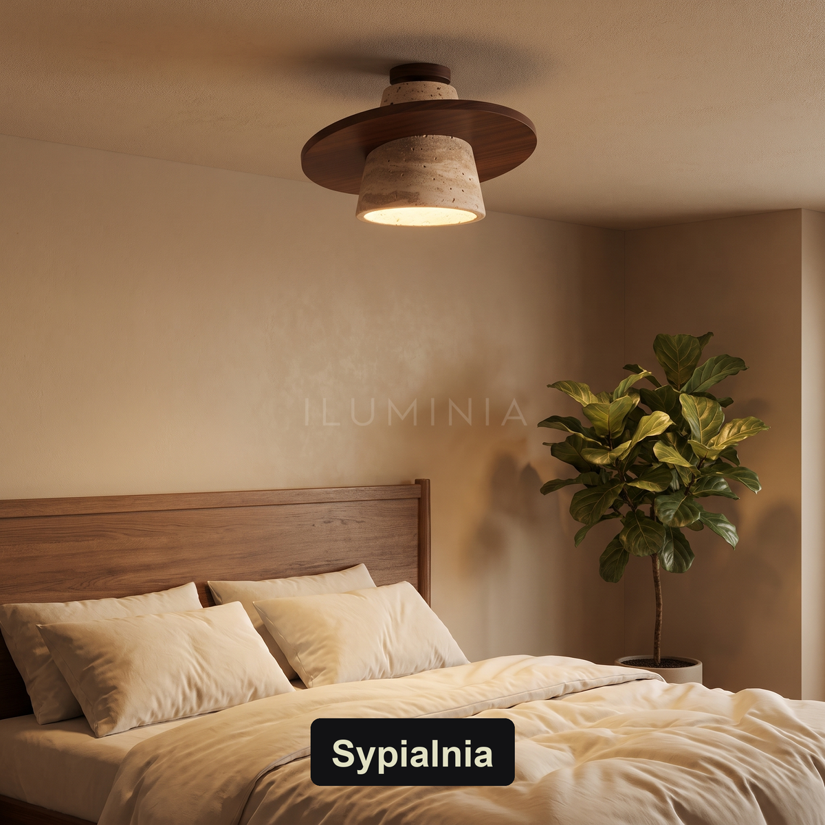 Lampa wisząca z drewnem | Rivezza