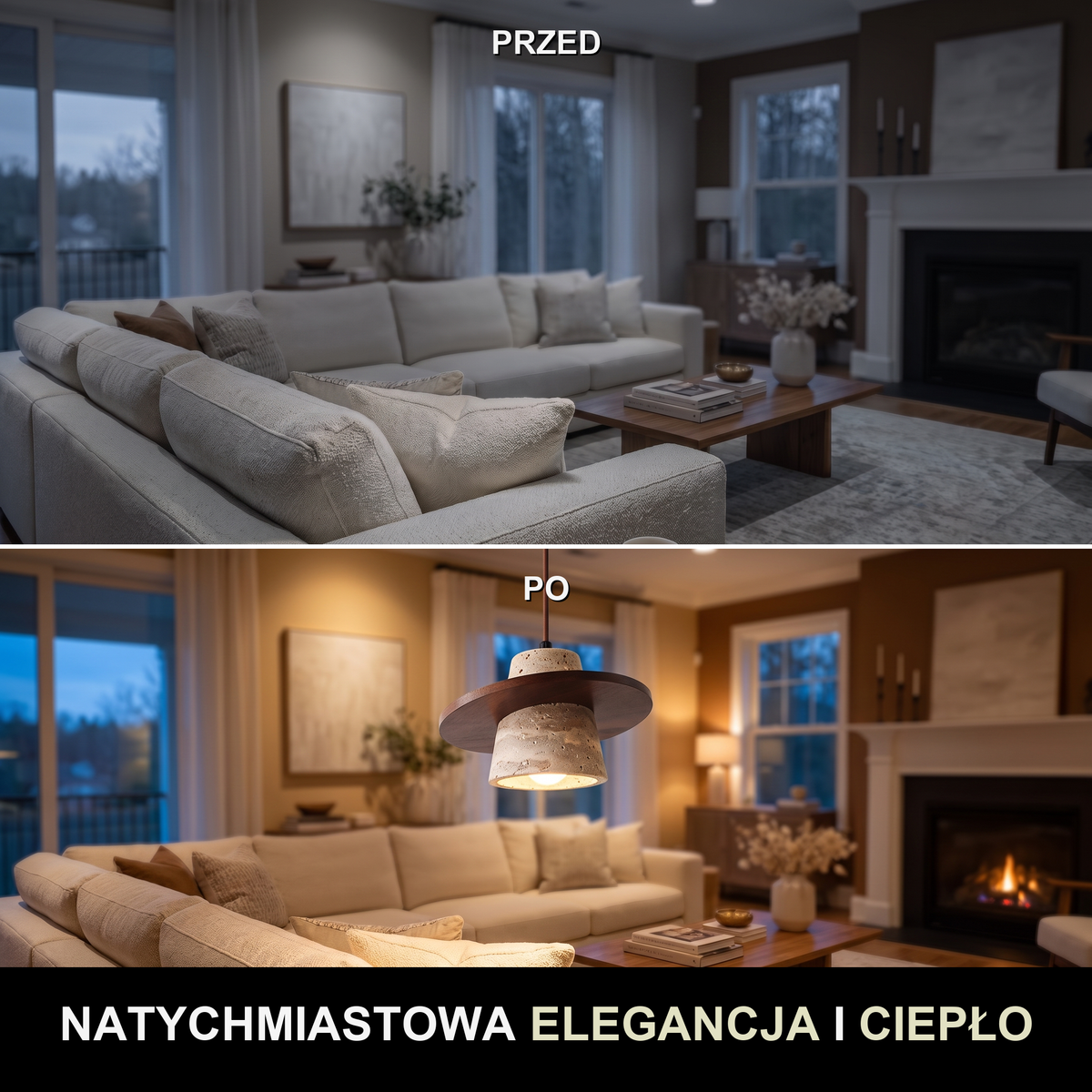 Lampa wisząca z drewnem | Rivezza