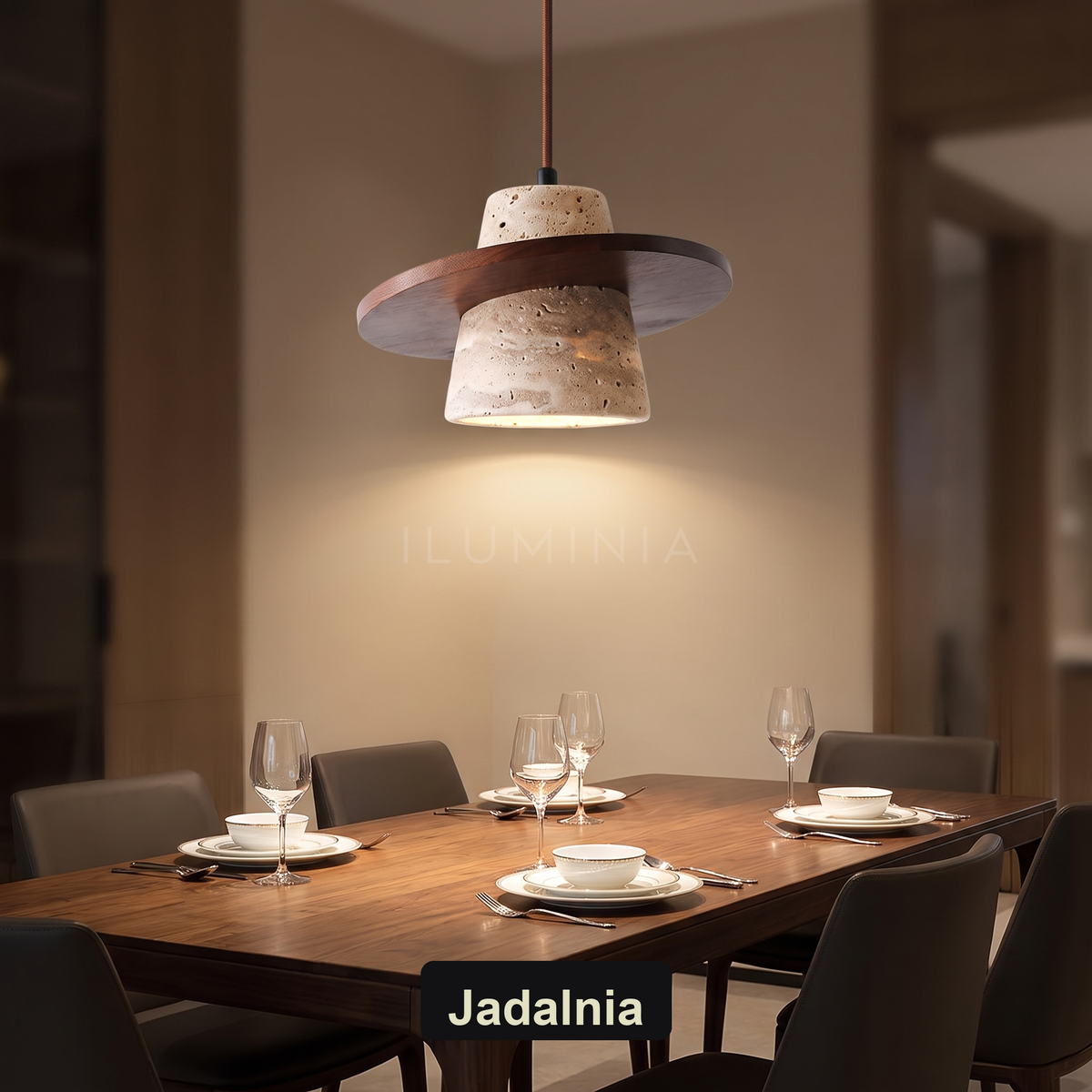 Lampa wisząca z drewnem | Rivezza