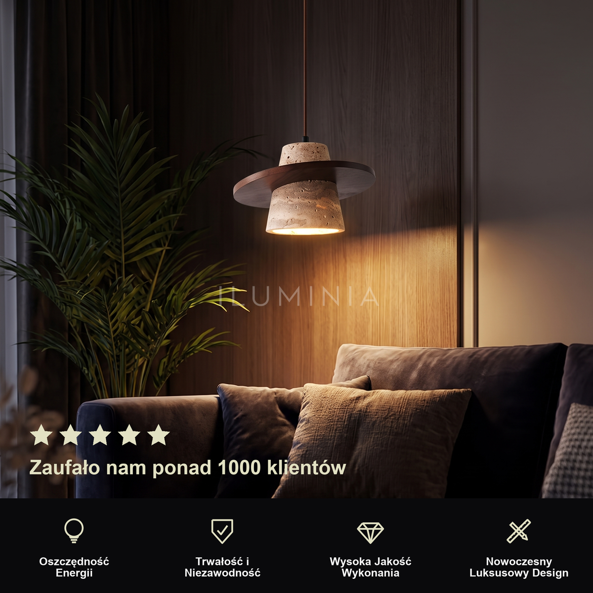 Lampa wisząca z drewnem | Rivezza