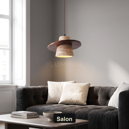 Lampa wisząca z drewnem | Rivezza