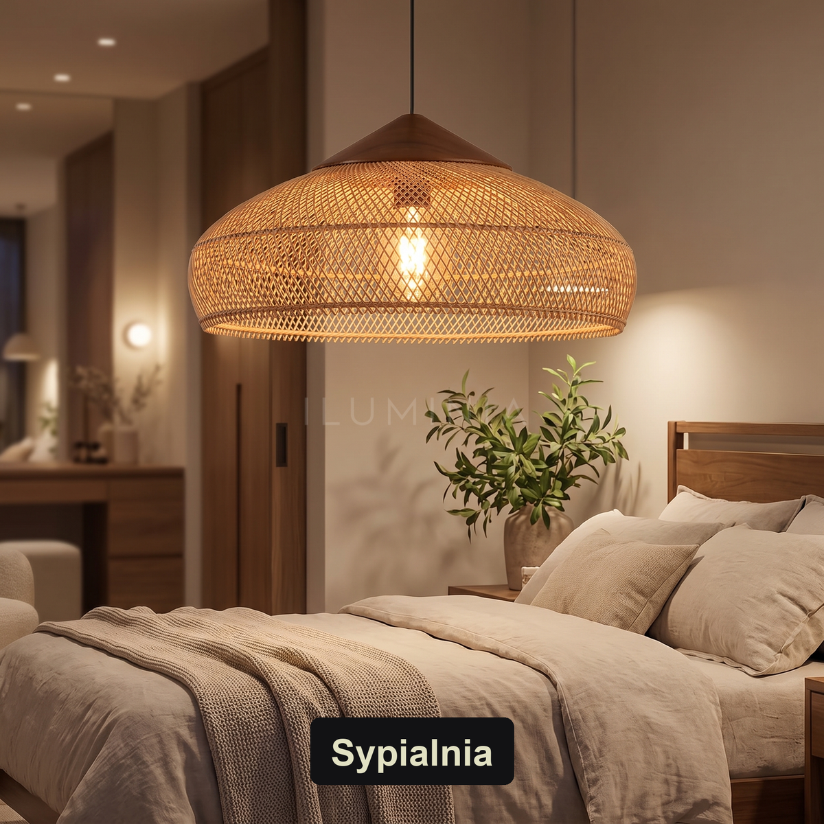 Lampa wisząca z elementami drewna | Nerilda