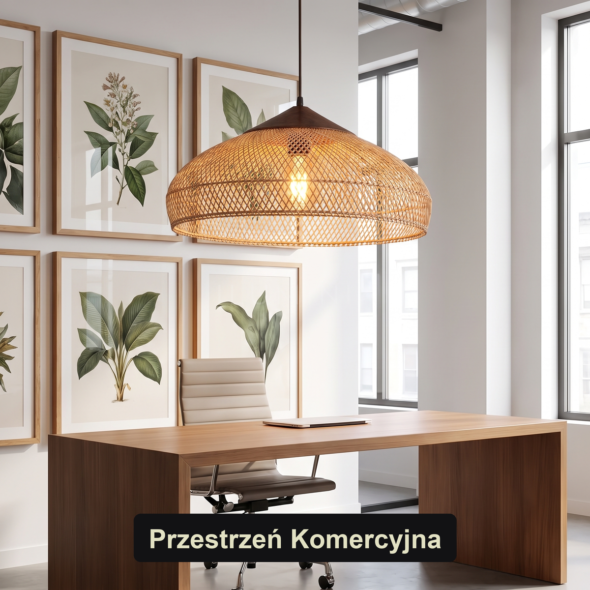 Lampa wisząca z elementami drewna | Nerilda