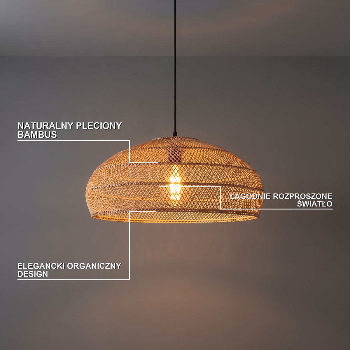 Lampa wisząca z elementami drewna | Nerilda