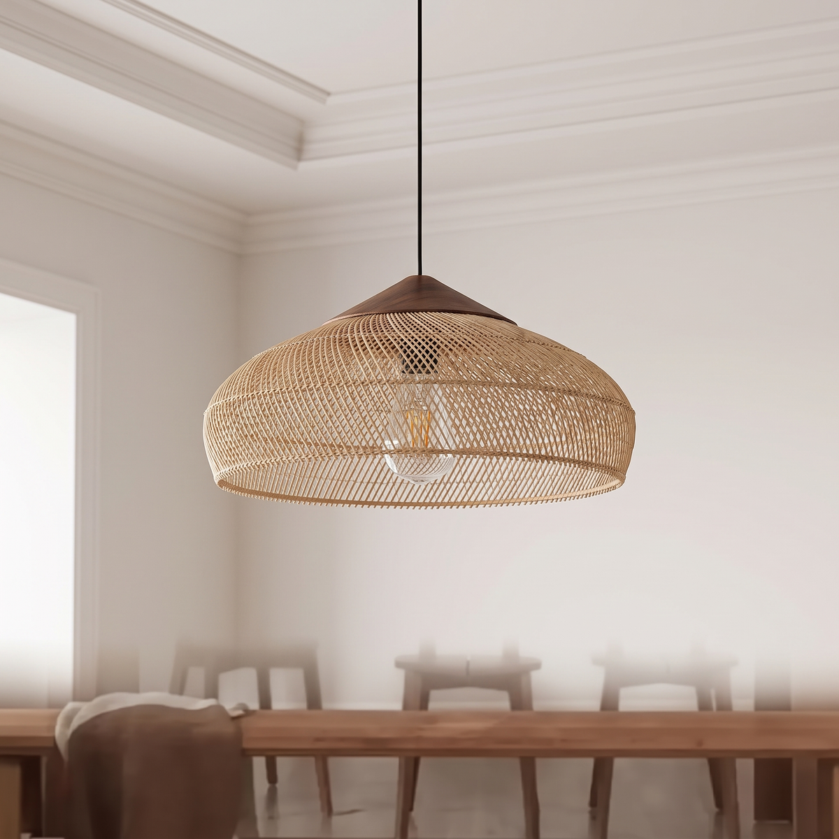 Lampa wisząca z elementami drewna | Nerilda