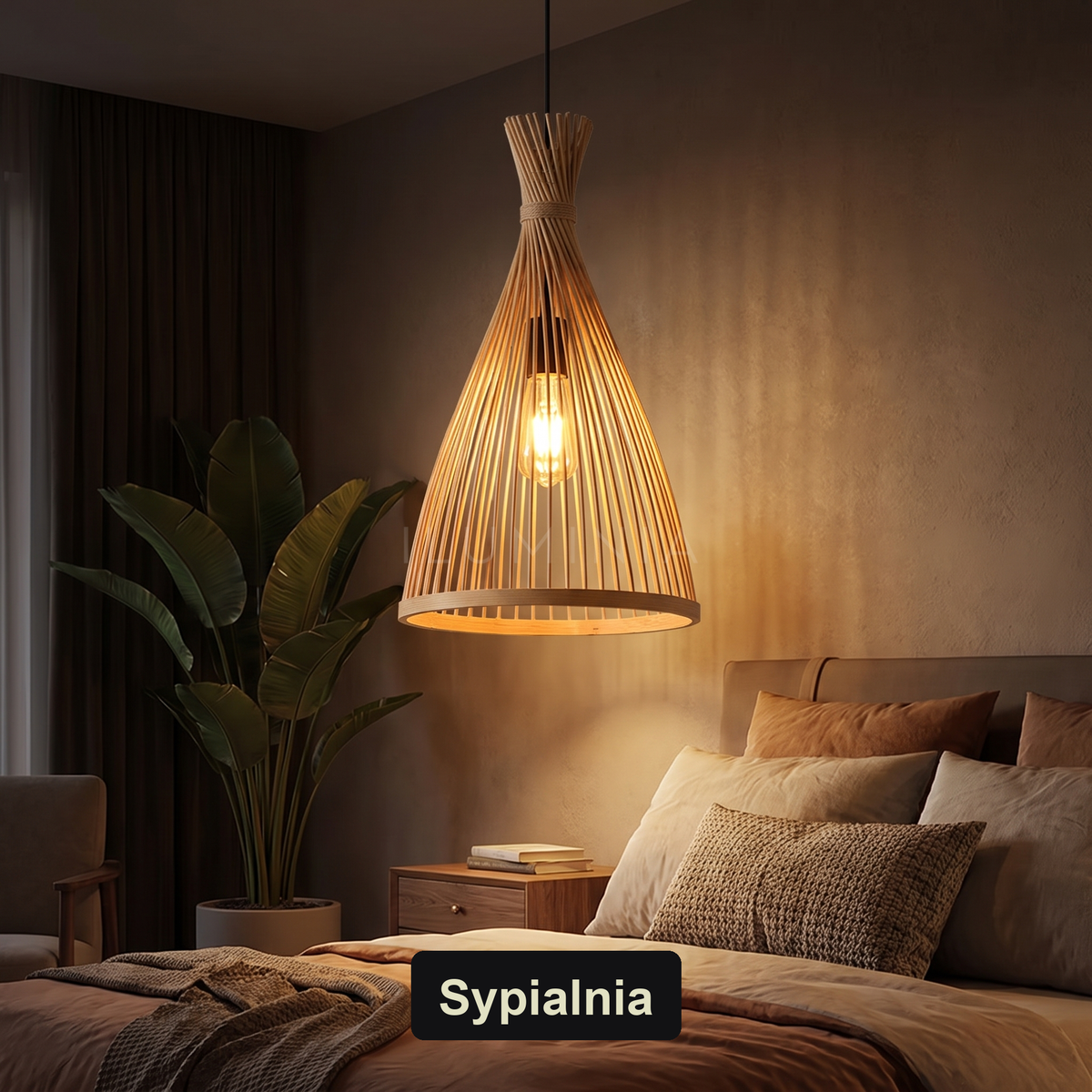 Lampa wisząca zen bambusowa stożkowa | Ostena