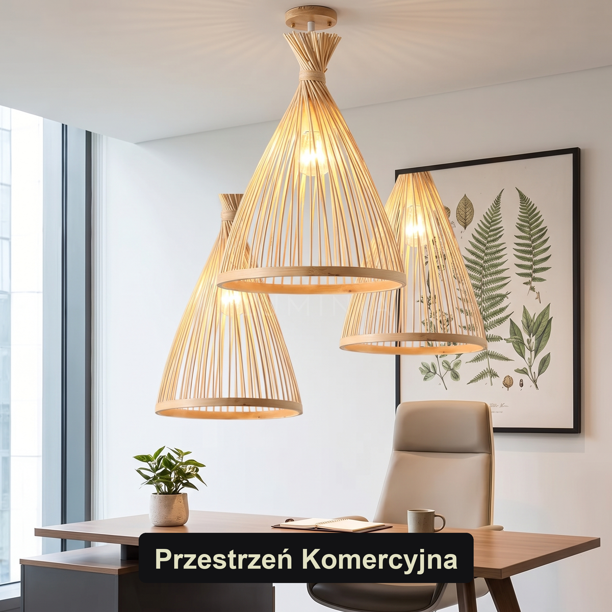 Lampa wisząca zen bambusowa stożkowa | Ostena