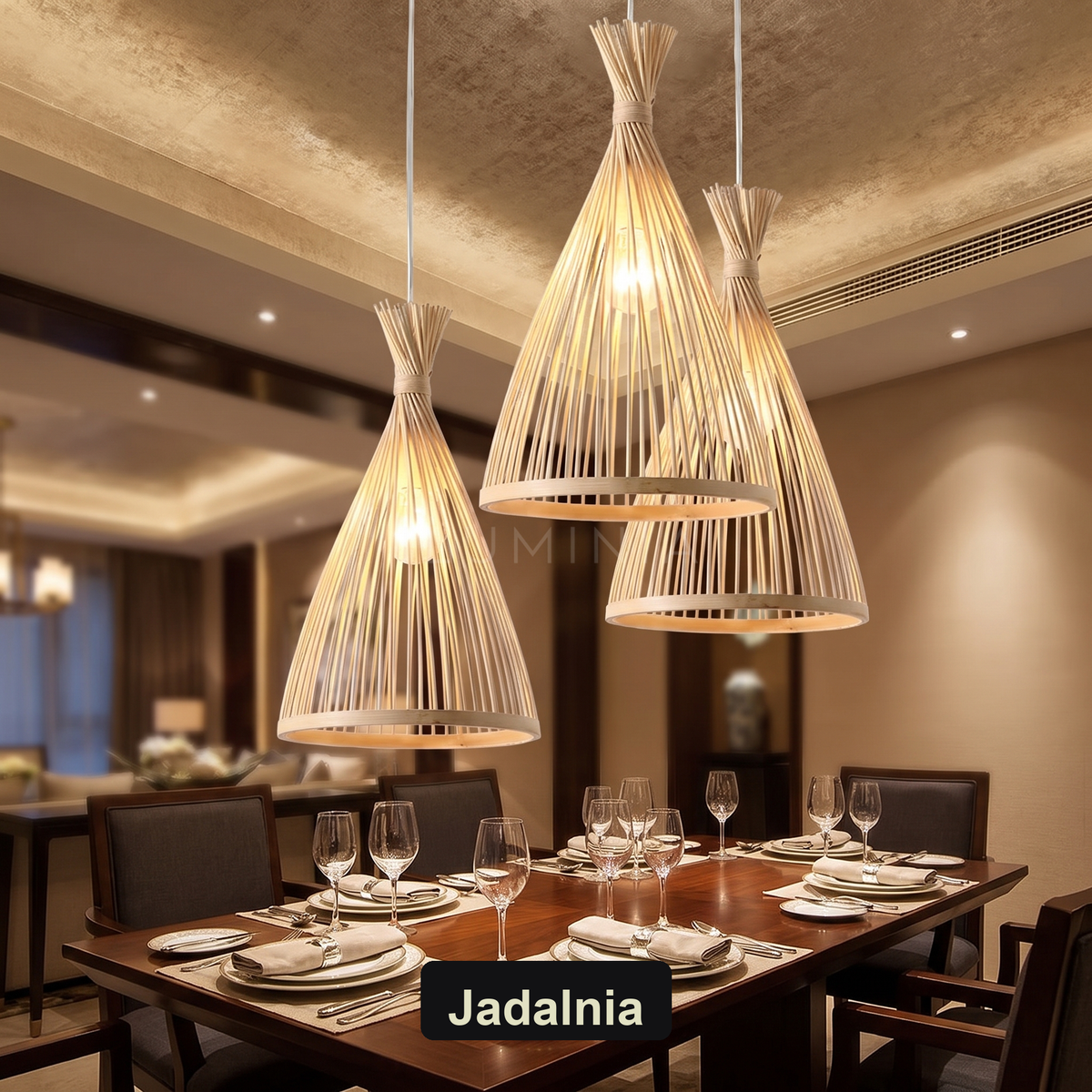 Lampa wisząca zen bambusowa stożkowa | Ostena