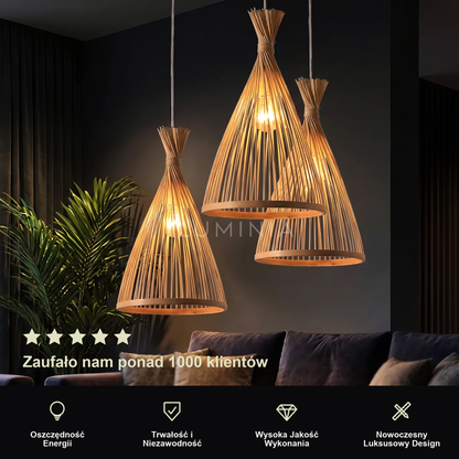 Lampa wisząca zen bambusowa stożkowa | Ostena
