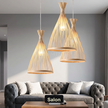 Lampa wisząca zen bambusowa stożkowa | Ostena
