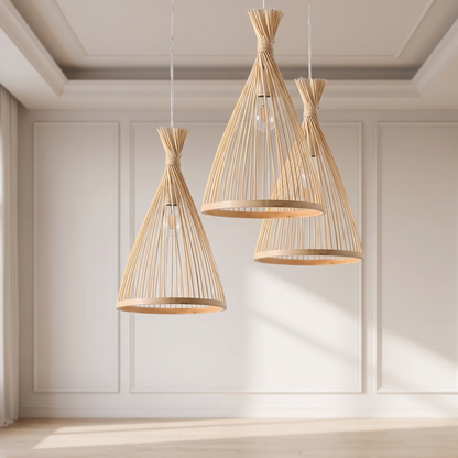 Lampa wisząca zen bambusowa stożkowa | Ostena