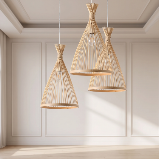 Lampa wisząca zen bambusowa stożkowa | Ostena