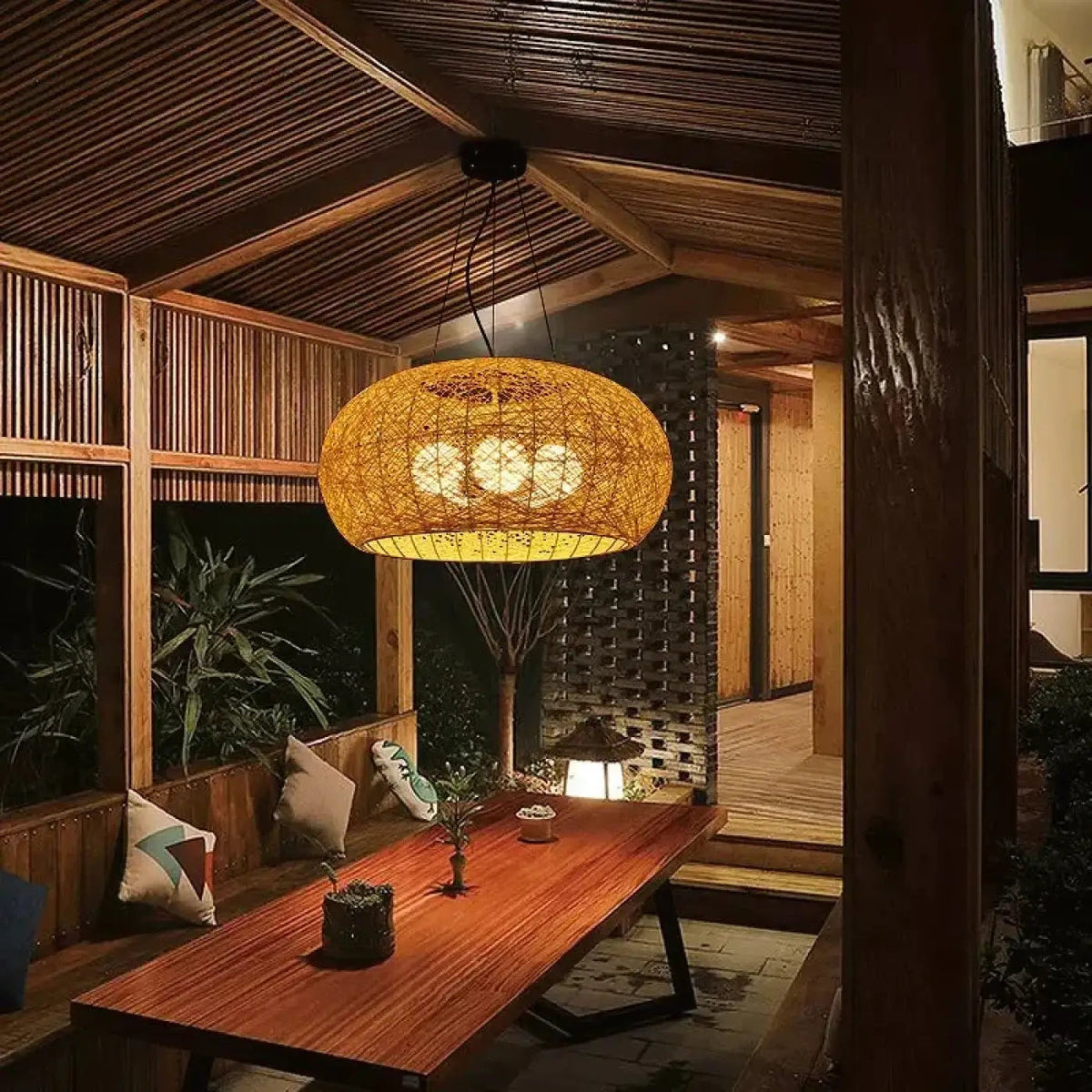 Lampa wisząca zen naturalna owalna | Fenenza