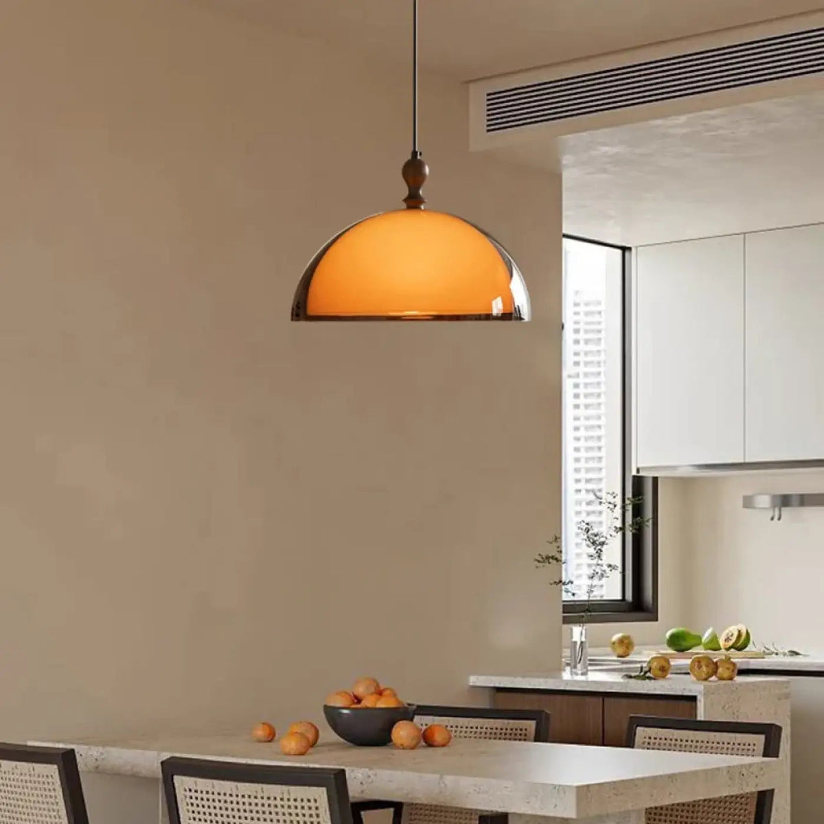 Lampa wisząca retro pomarańczowa kopuła | Polampa