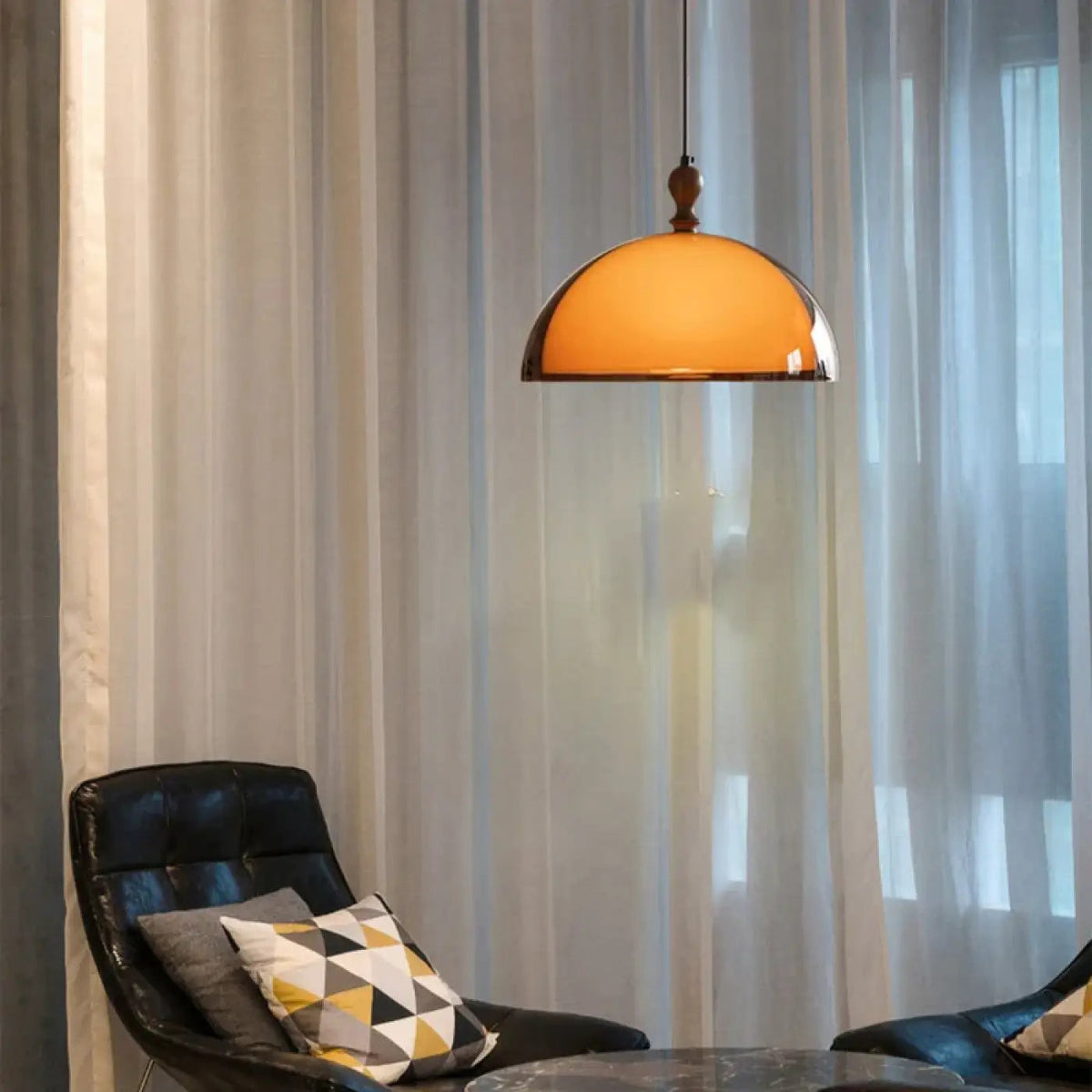 Lampa wisząca retro pomarańczowa kopuła | Polampa