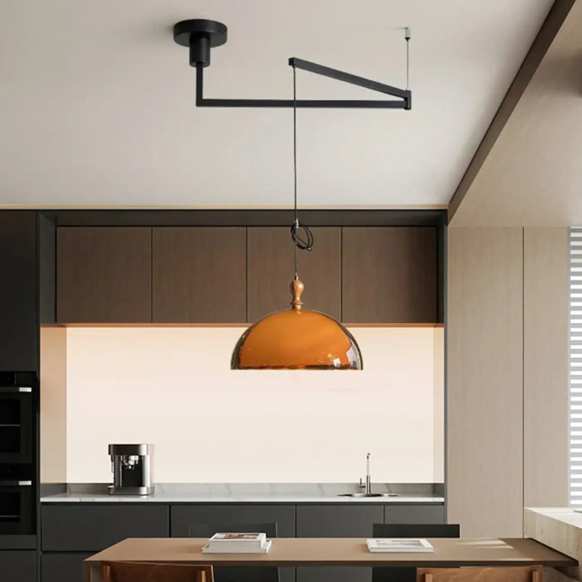 Lampa wisząca retro pomarańczowa kopuła | Polampa