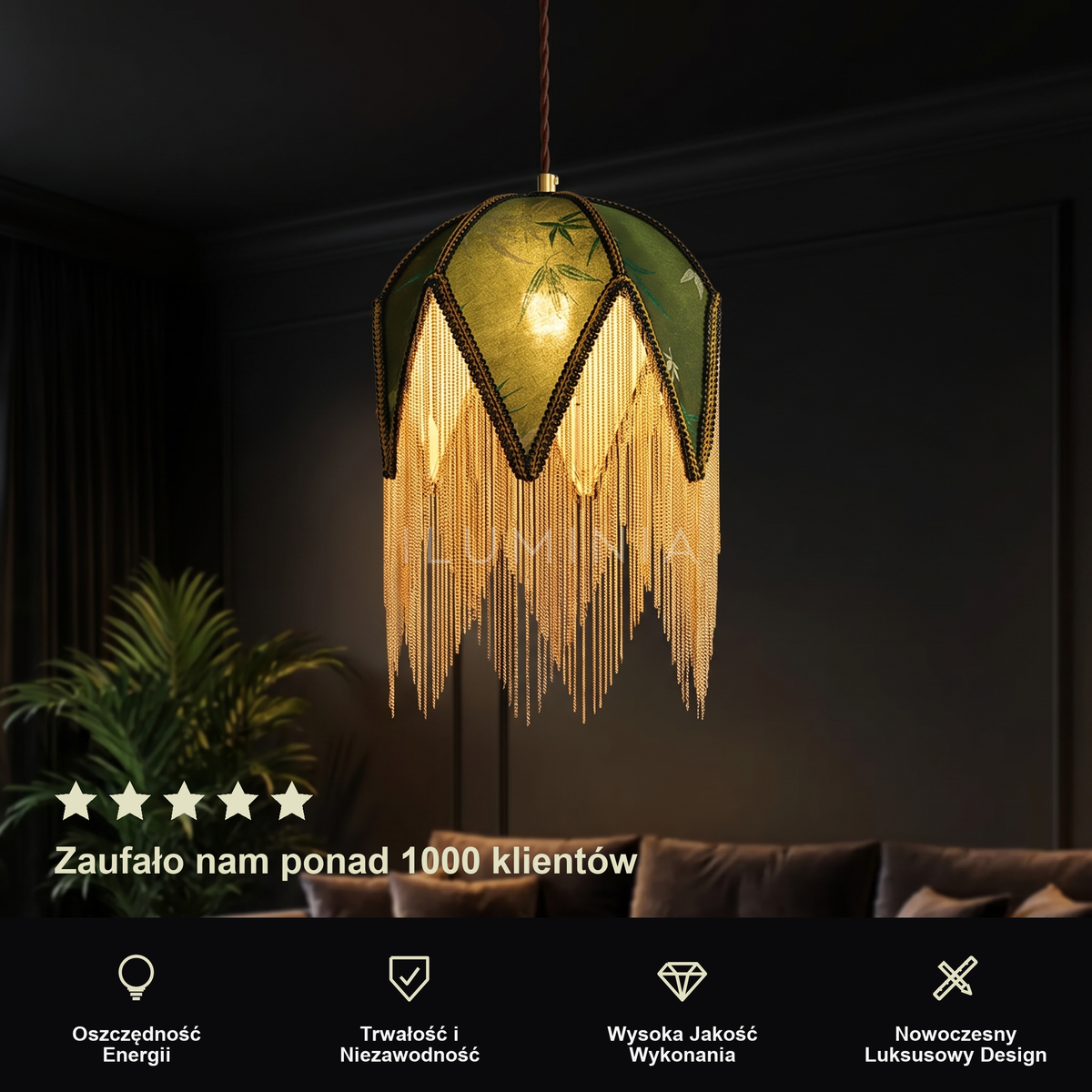 Lampa wisząca zielona | Amberosa