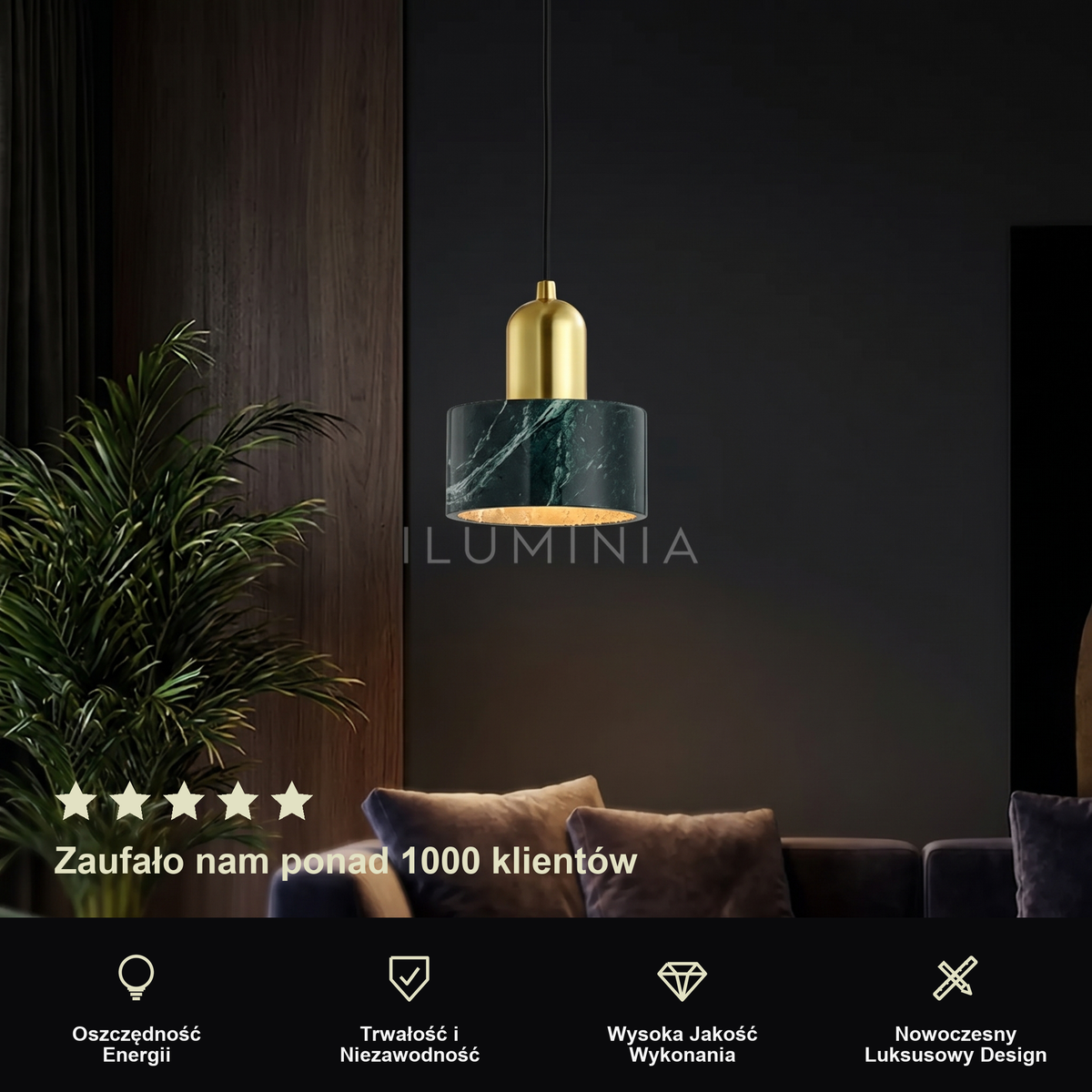 Lampa wisząca zielona nowoczesna | Nellalda