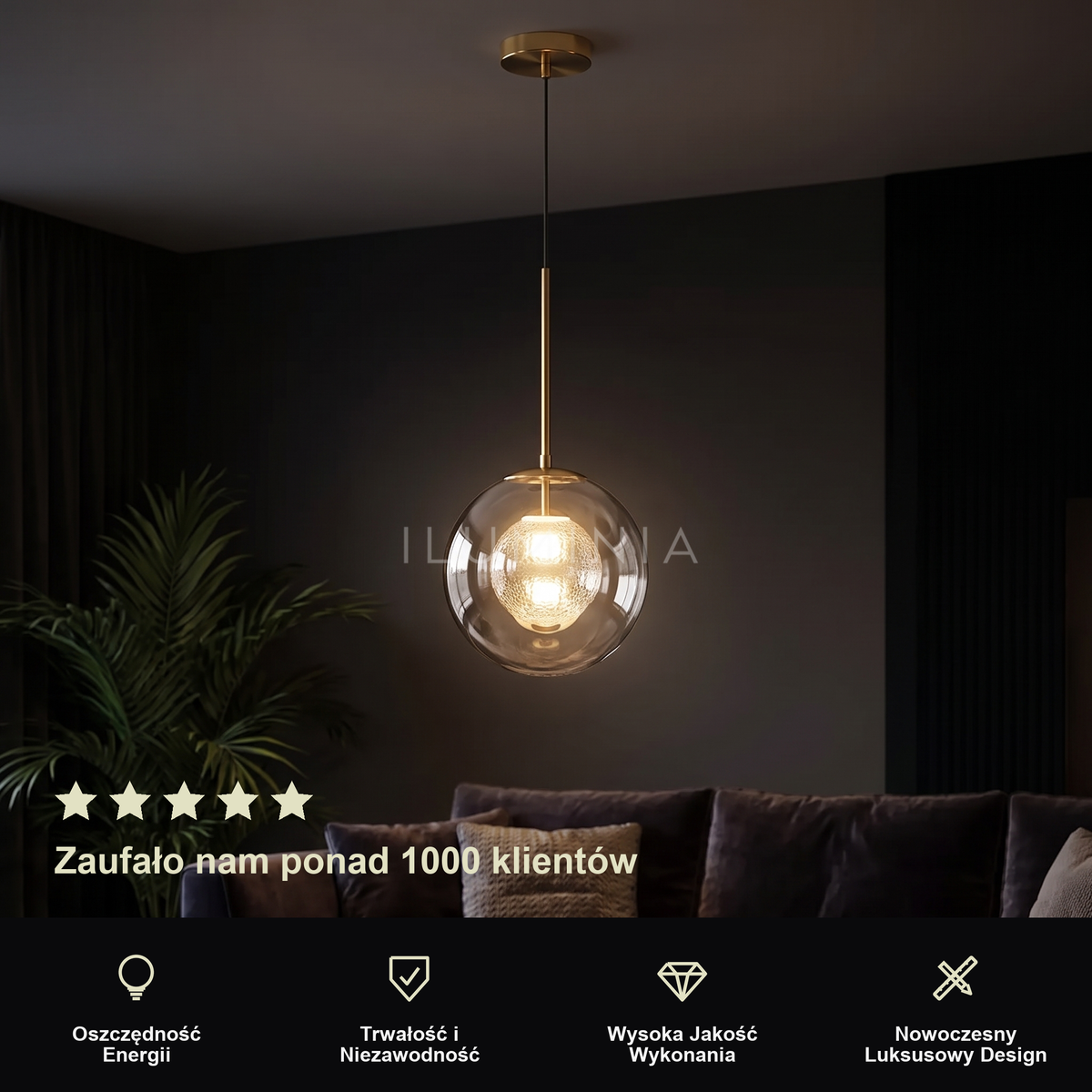 Lampa wisząca złota kula | Dormina – prezentacja