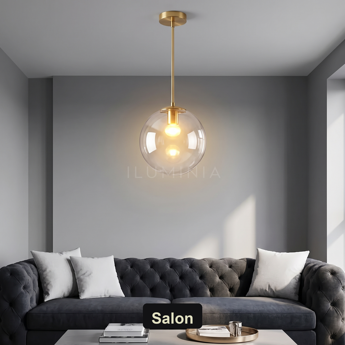 Lampa wisząca złota kula | Dormina – salon