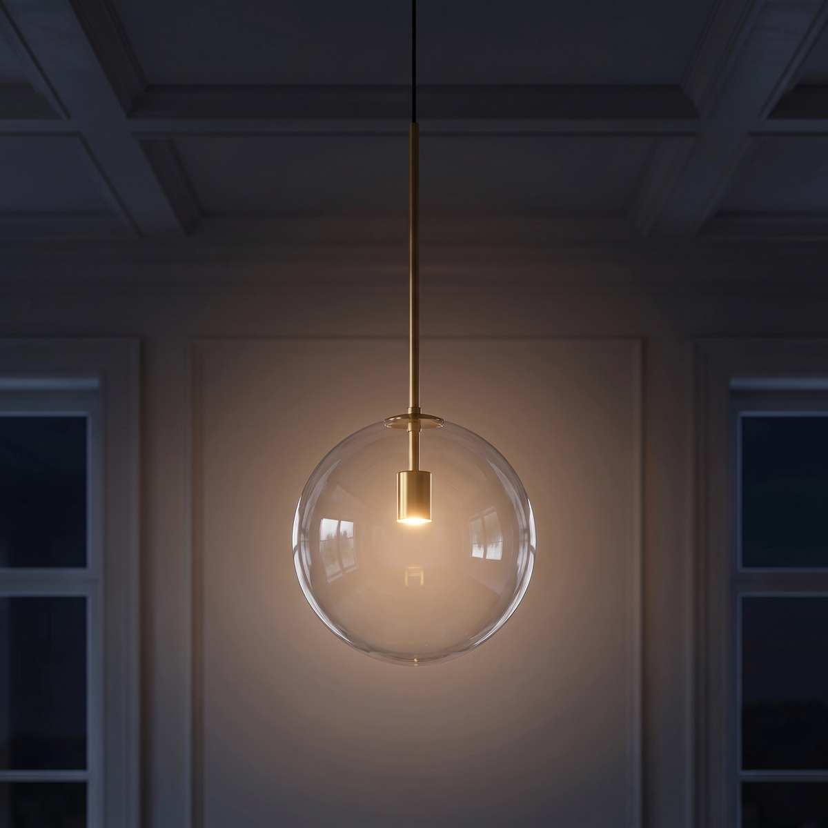 Lampa wisząca złota kula | Dormina – zapalone światło