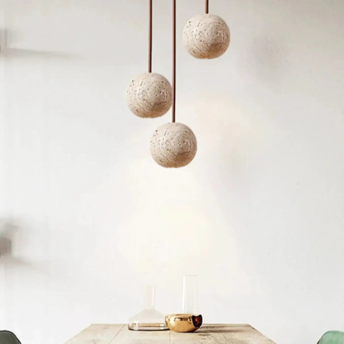 Lampa wisząca mała kula z kamienia | Elmelle