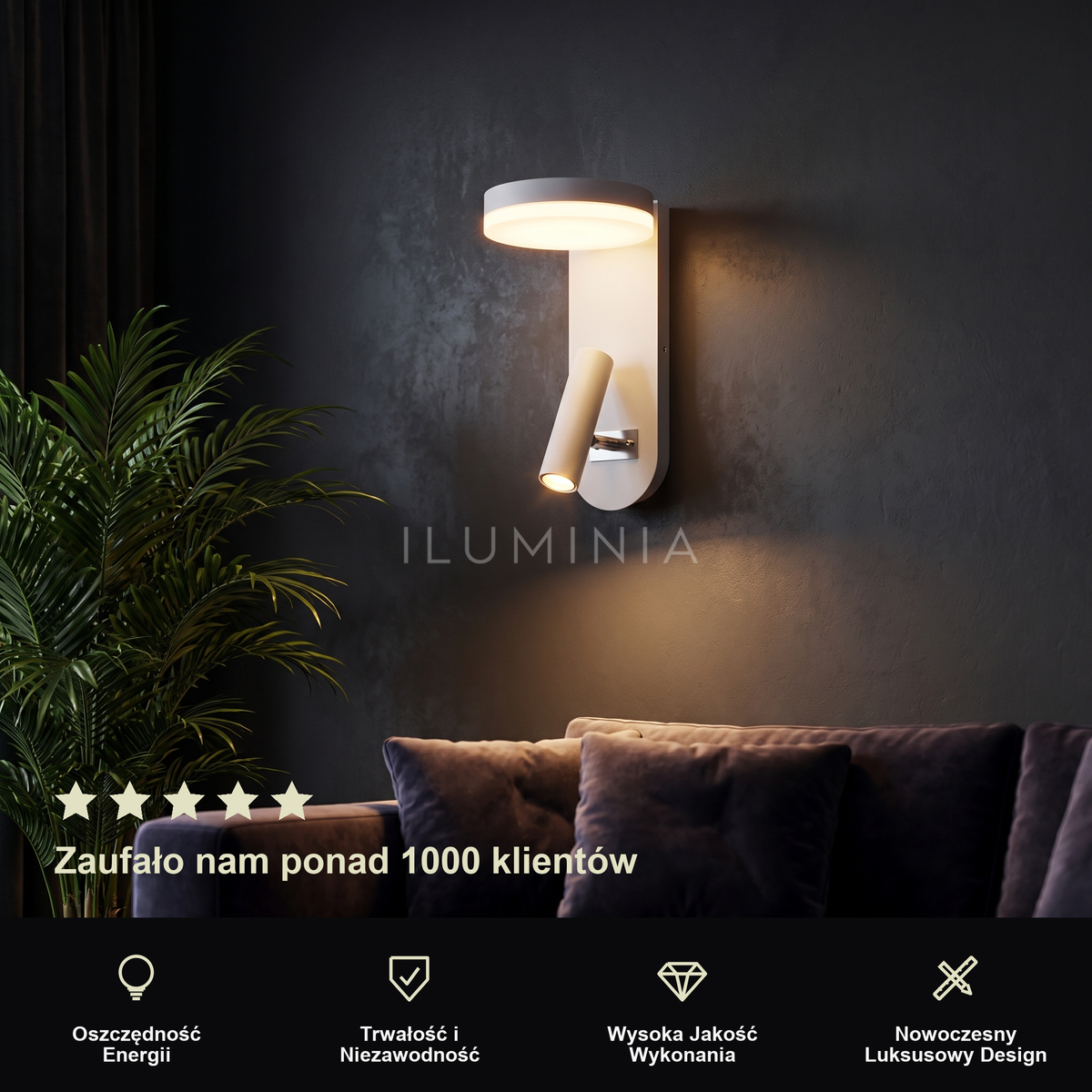 Lampka do czytania kinkiet | NORYLEVA