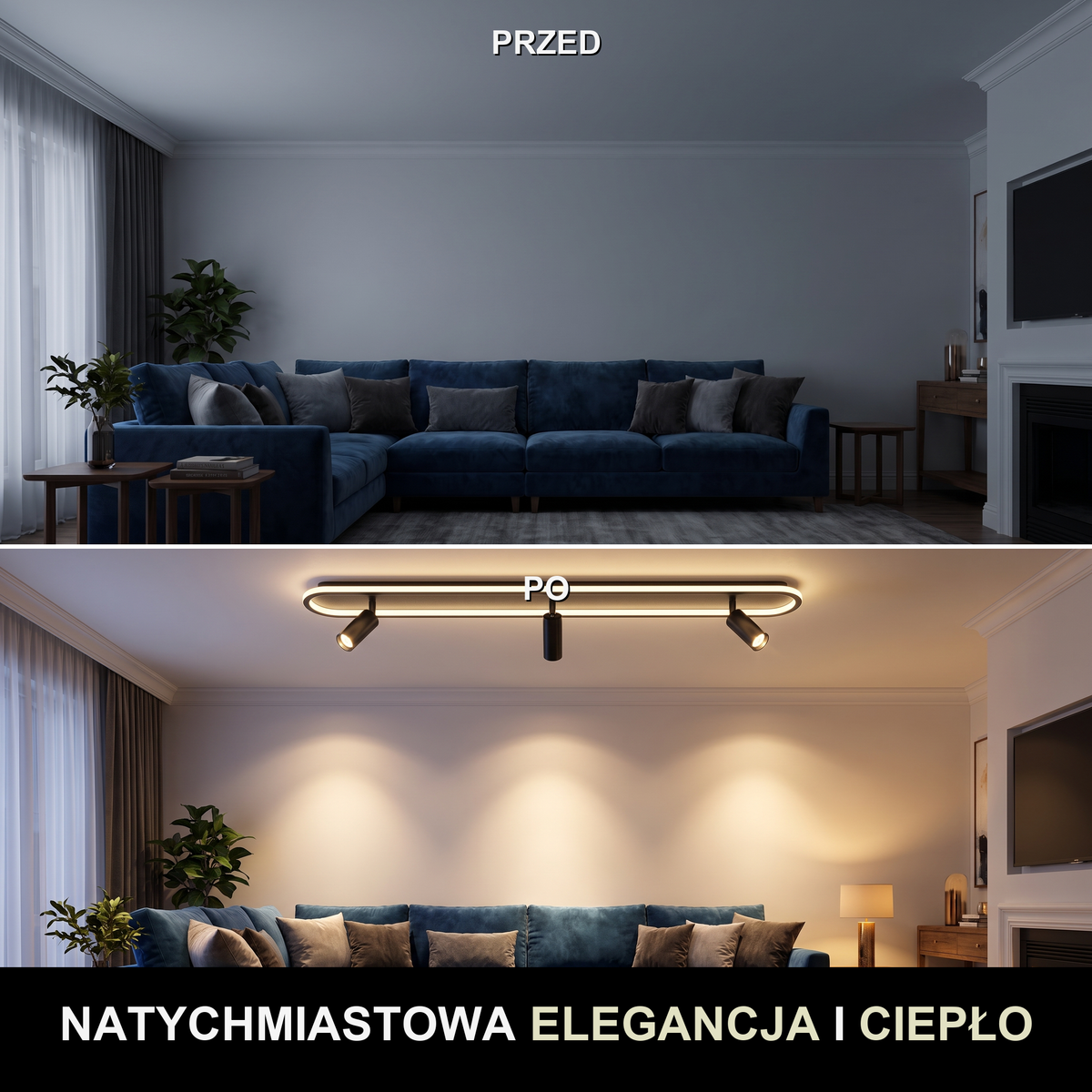 Plafon biały do salonu | Lucano