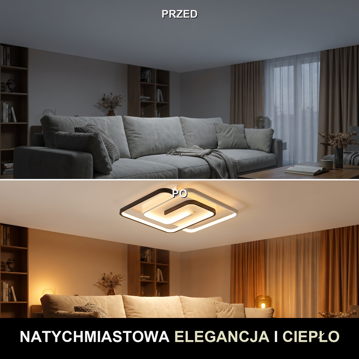 Plafon czarny do salonu | Novita